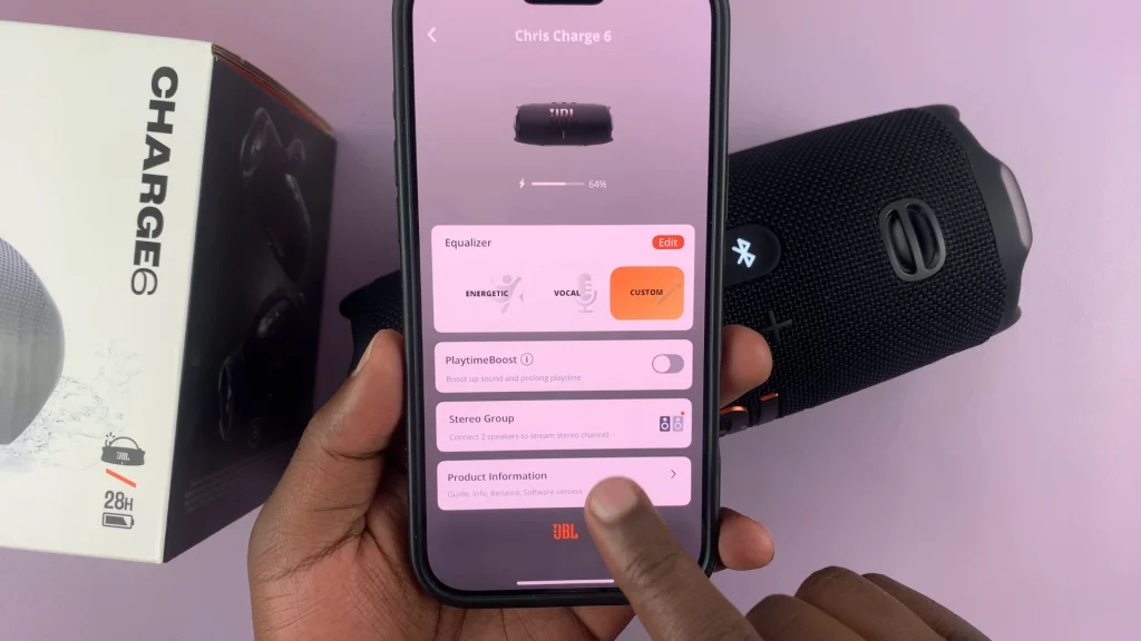 Product Information On JBL Portable App