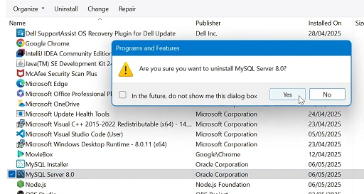 How To Uninstall MySQL Server