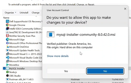 Uninstall MySQL Installer