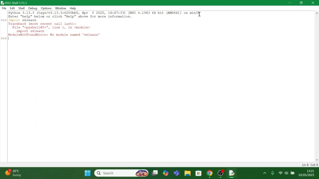 Scikit-learn IDLE Error