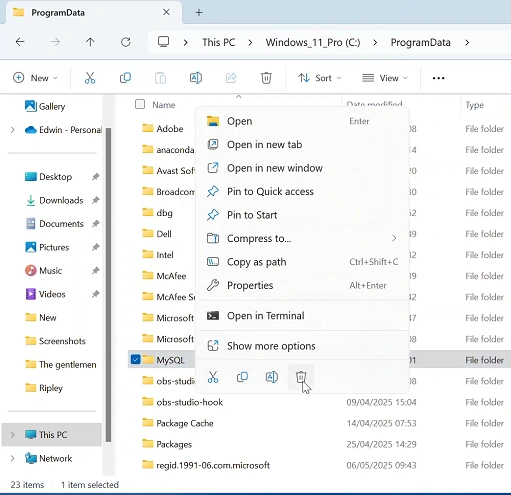 Completely Uninstall MySQL In Windows