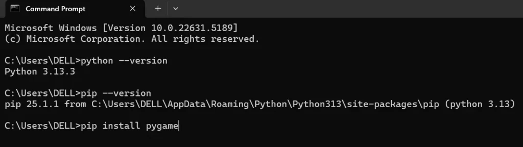 How To Install Pygame In Windows