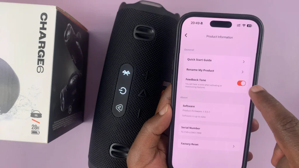 Feedback Tones Option On JBL Charge 6