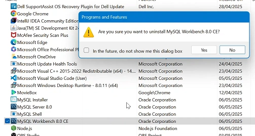 How To Uninstall MySQL Workbench