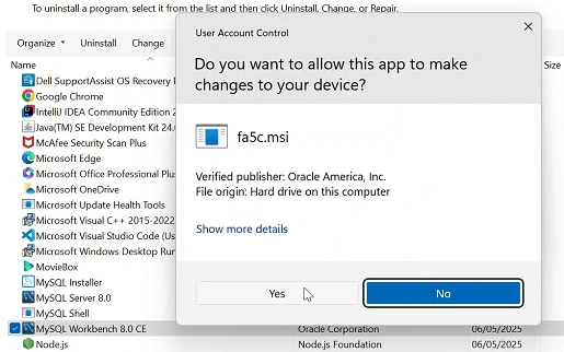 Uninstall MySQL Workbench