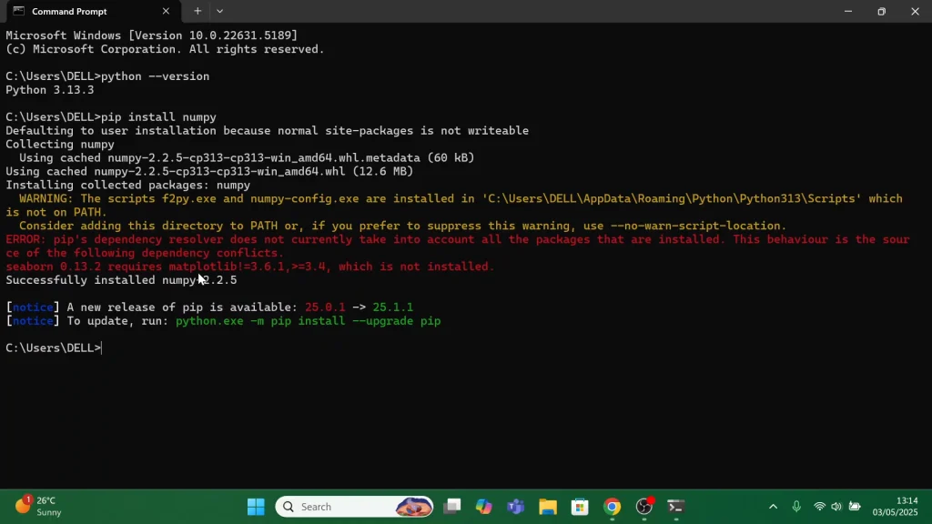 Install NumPy In Windows