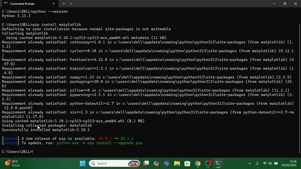 Install Matplotlib In Windows