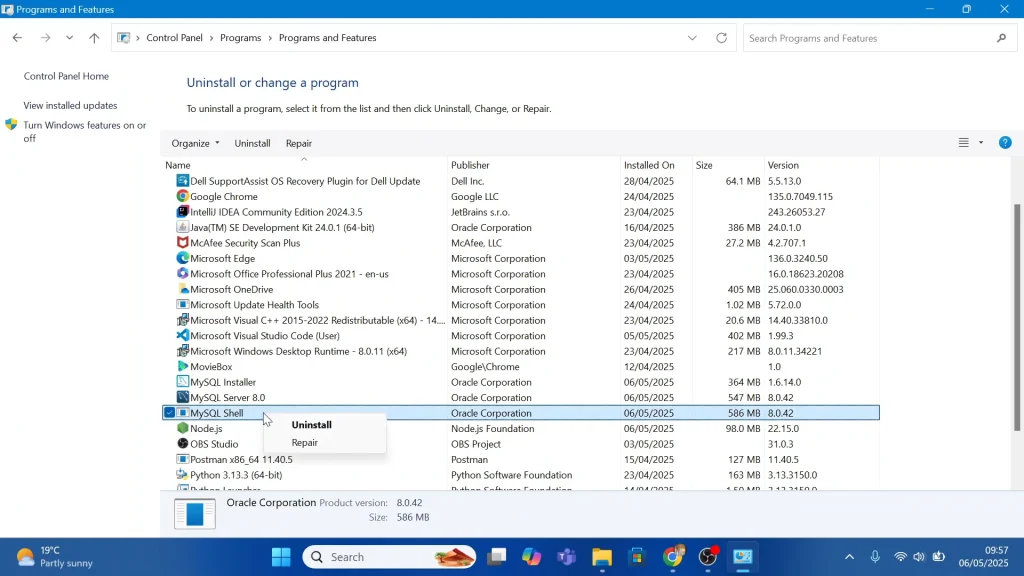 How To Uninstall MySQL Shell In Windows