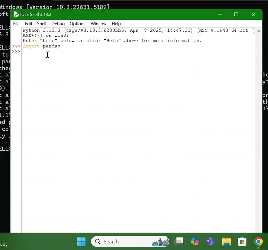 Pandas In IDLE