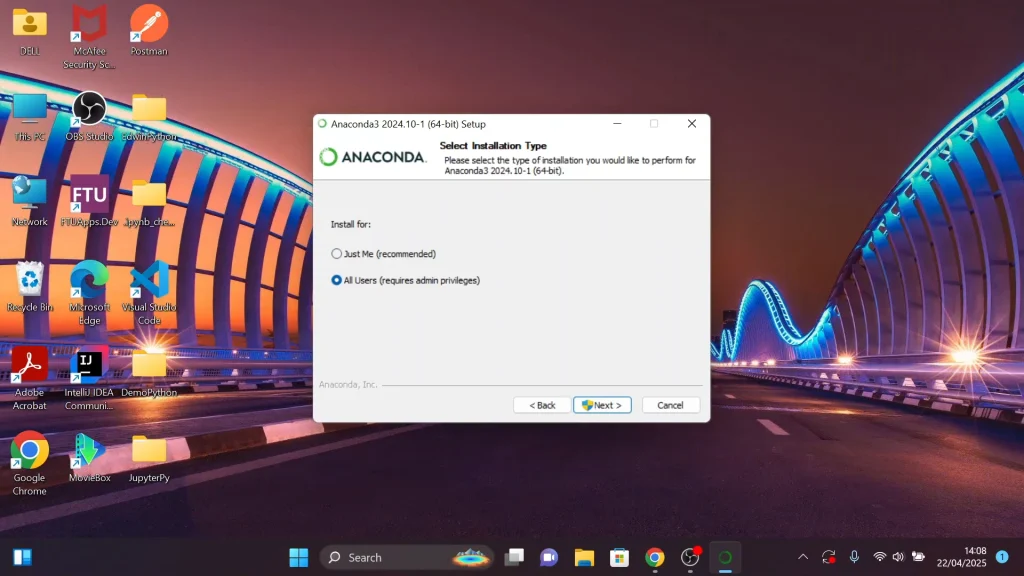 Anaconda Set up Wizard
