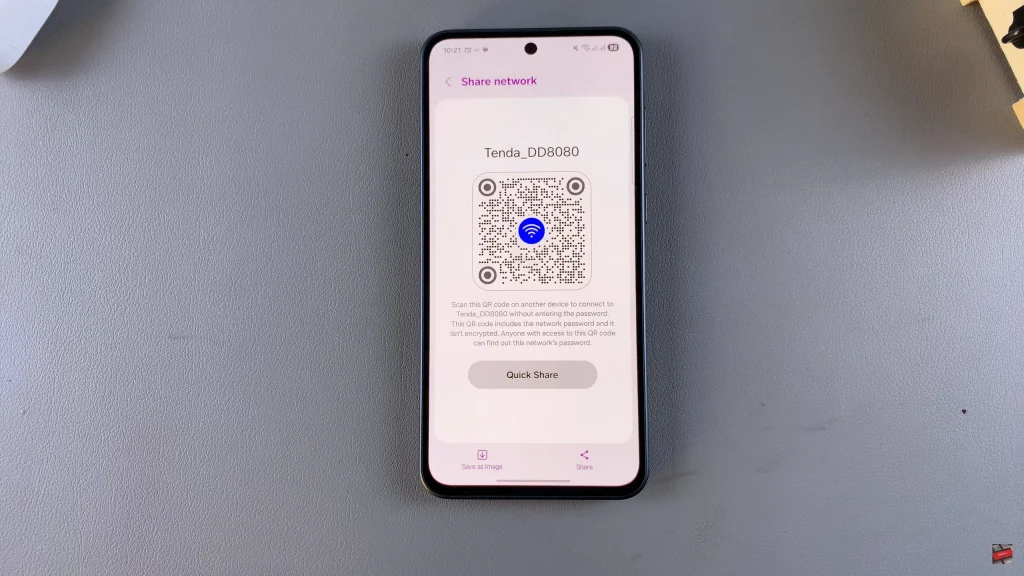 Generate Wi-Fi QR Code On Samsung Galaxy A56
