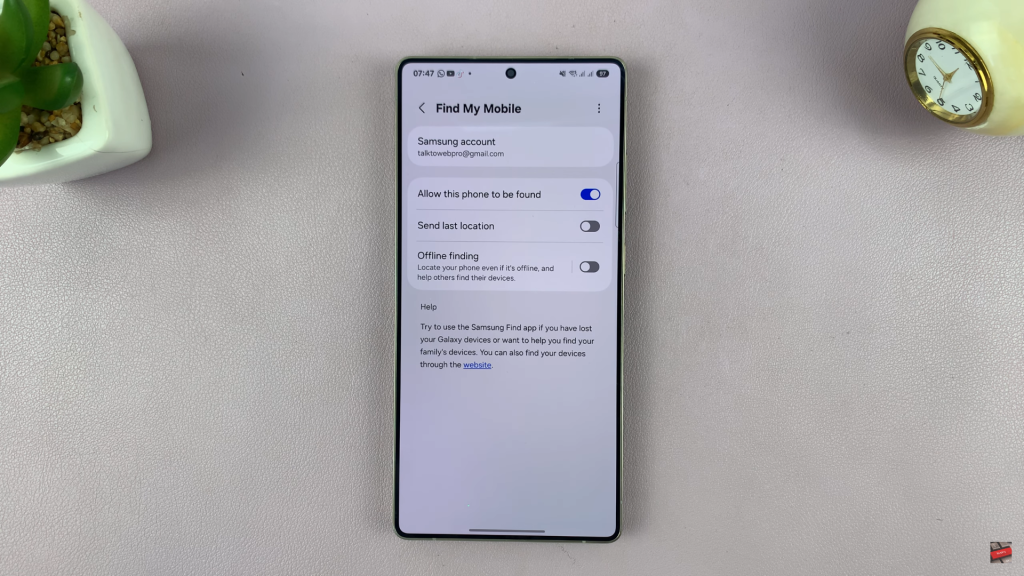 How To Enable Find My Mobile On Samsung Galaxy S25 / S25 Ultra