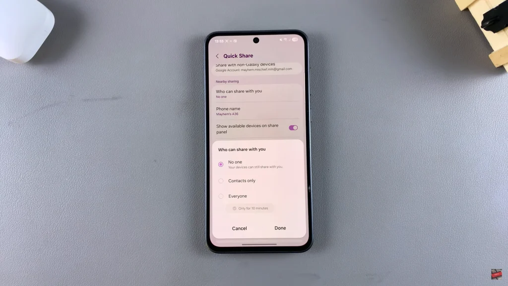 How To Enable Nearby Share On Samsung Galaxy A56