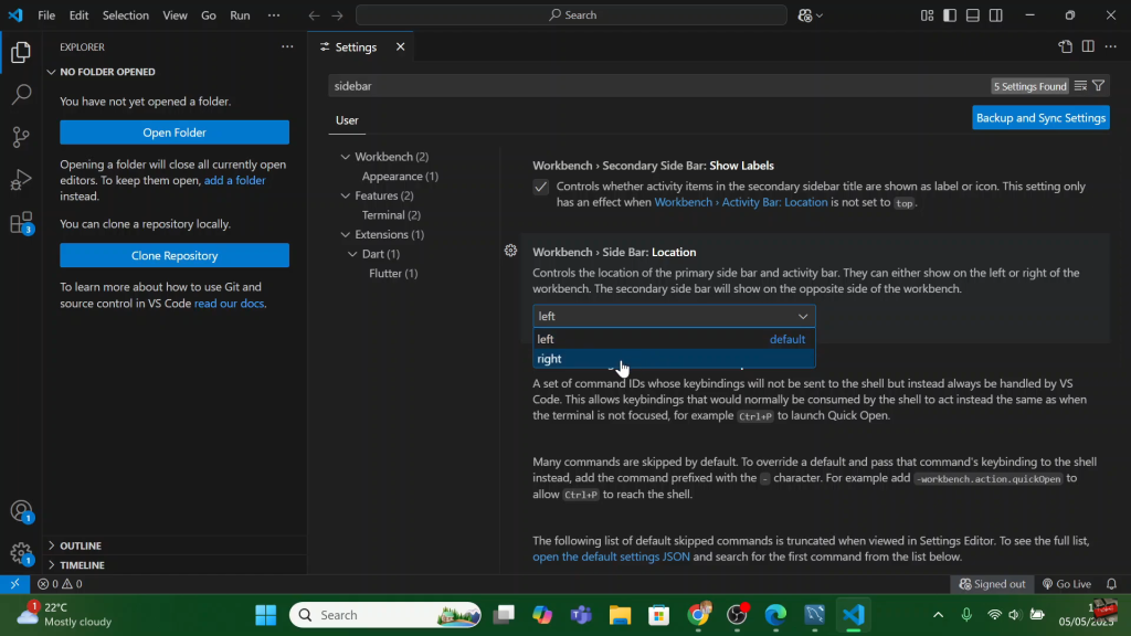 How To Switch Sidebar Location On VS Code