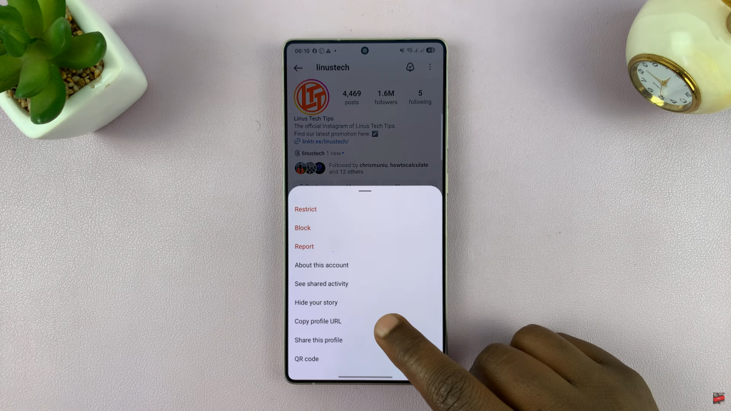 Copy Instagram Profile Link