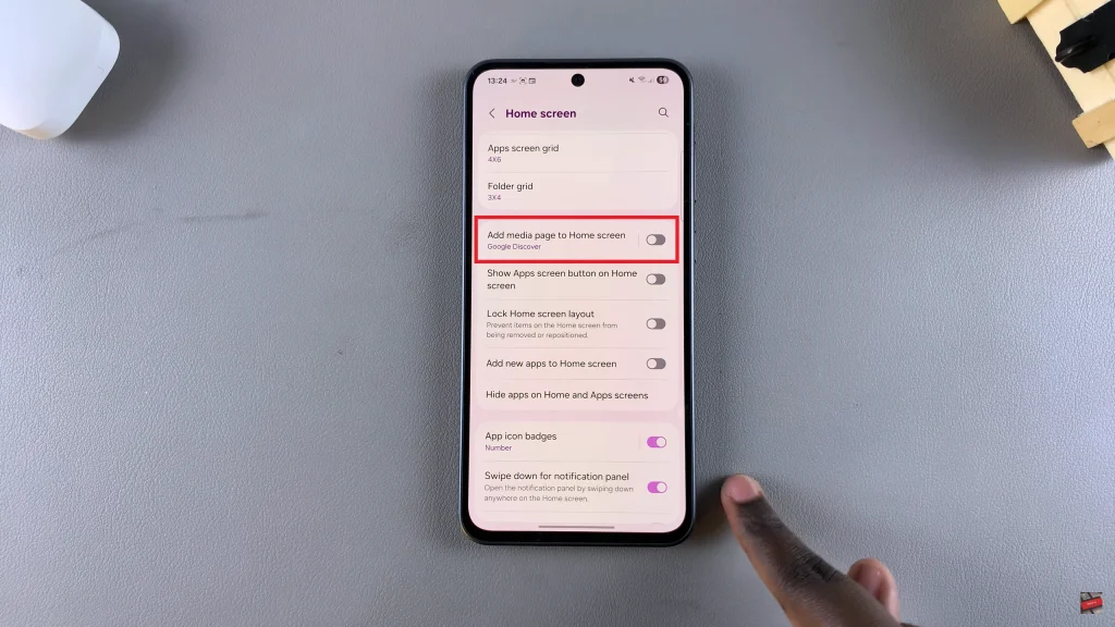 Remove Media Page From Home Screen On Samsung Galaxy A36