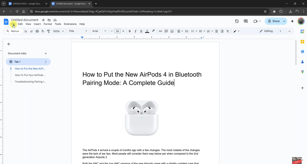 How To Make Google Docs Document Available OFFLINE
