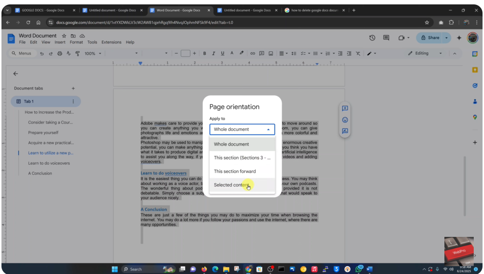 How To Change Page Orientation In Google Docs