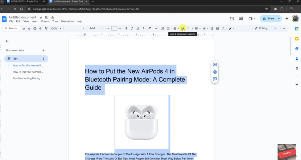 How To Double space In Google Docs