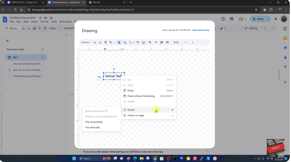 How To Add Vertical Text In Google Docs