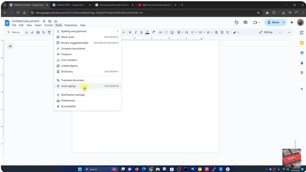 How To Transcribe Speech To Text In Google Docs